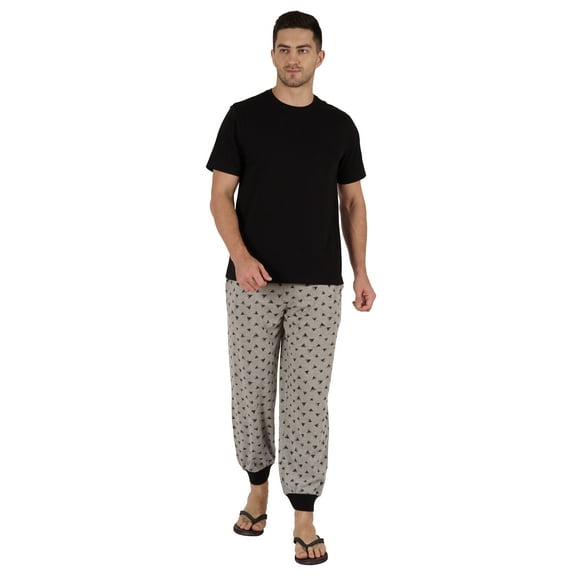 Inkmeso 2Pc Pajama Set For Men's Short Sleeve Tshirt w/ Pajamas Sleepwear Nightwear Pj Set