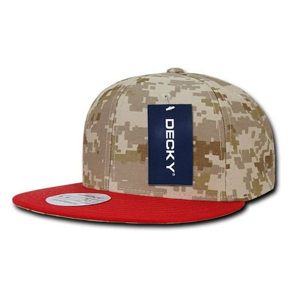 Decky 1047 Digital Camo Snapbacks-Red/Des/Des