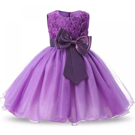 

BULLPIANO Girls Pageant Lace Dresses Flower Girl Dresses Toddler Princess Dress Party Bowknot Tutu Gown Dress