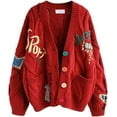 thumbnail image 5 of Womens Open Front Cardigan Cable Knit Long Sleeve Button Down Embroidery Cardigan Sweaters, 5 of 5