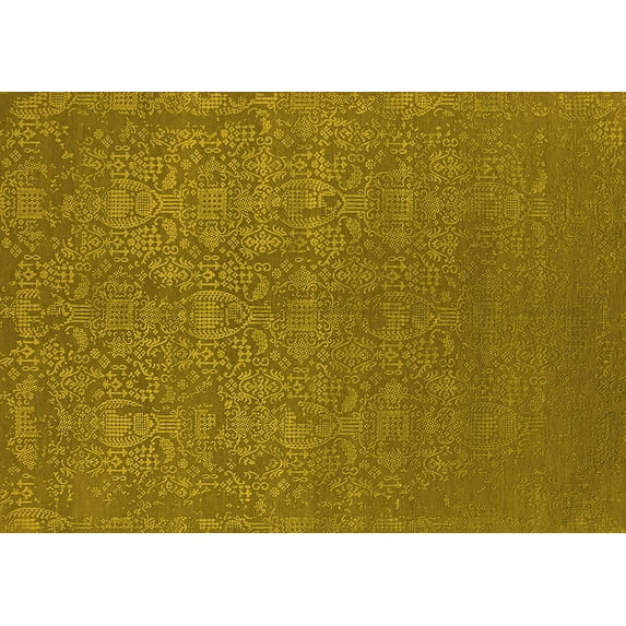 Ahgly Company Indoor Rectangle Oriental Yellow Industrial Area Rugs, 8' x 12'