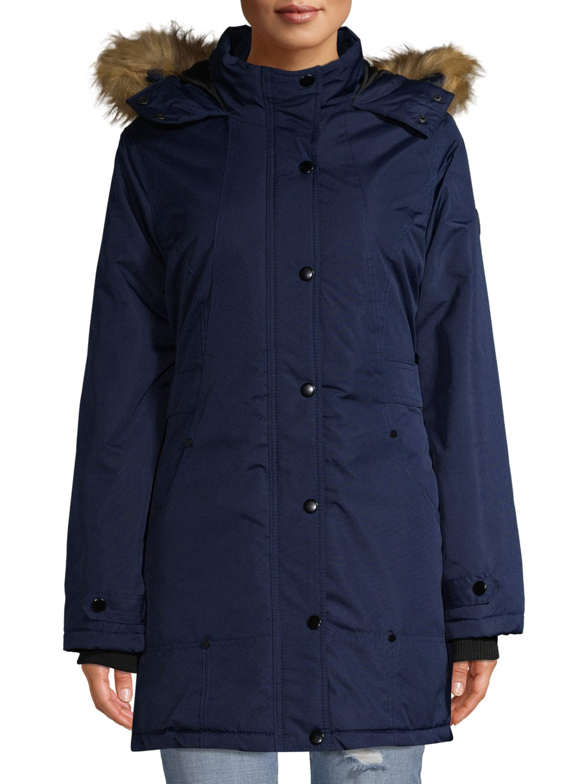Hooded Coat With Faux Fur Hood 