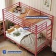 thumbnail image 4 of Zimtown Twin over Twin Steel Bunk Beds Frame,14.8" Height Guardrail, Bedroom Dorm Room, PinK, 4 of 7