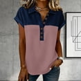 thumbnail image 2 of Nestiefly Womens Spring Tops Casual Short Sleeve Summer Shirts for Women Button Down Denim Collar T Dressy Light pink 2XL, 2 of 5