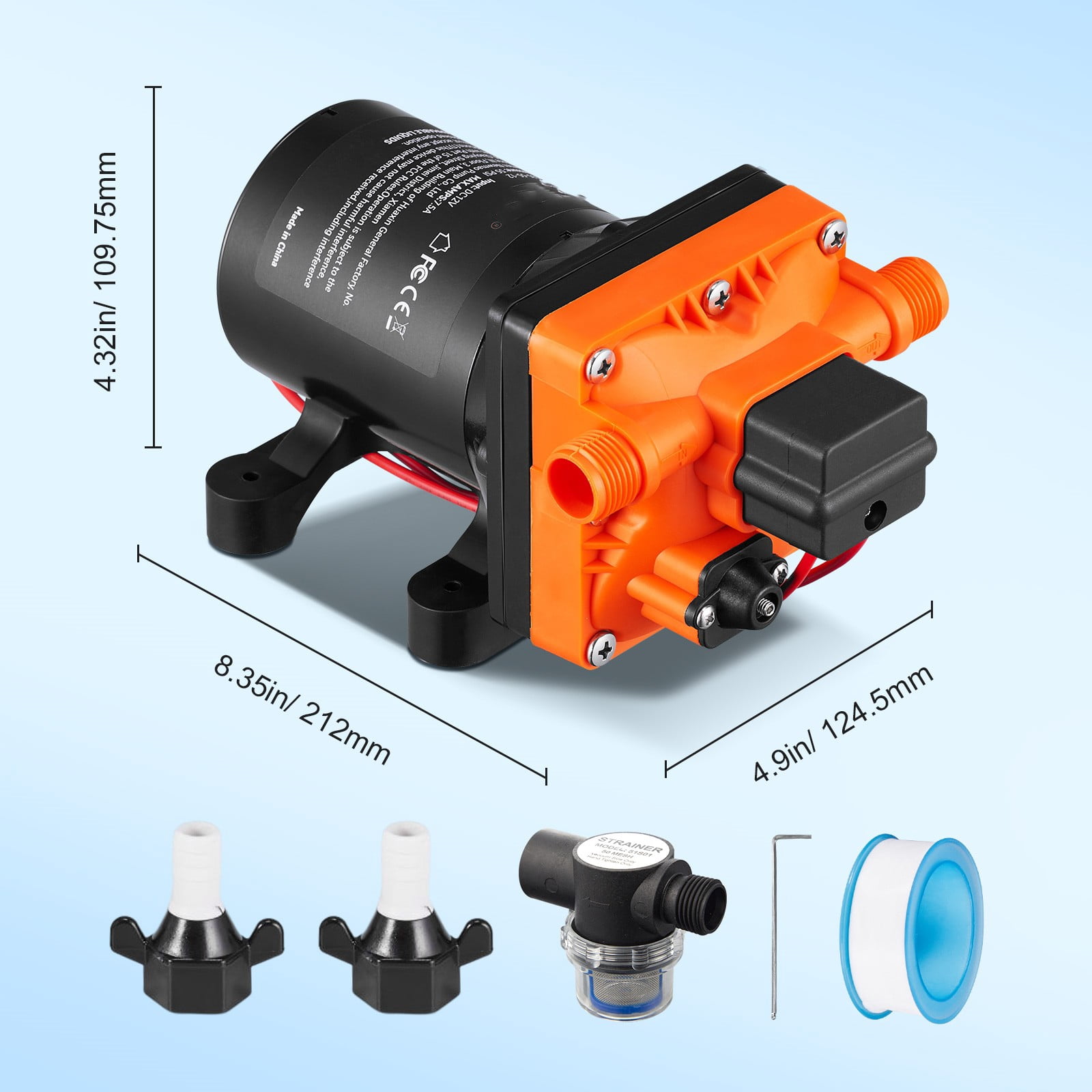 BENTISM 12V Water Pressure Diaphragm Pump Self-Priming Pump 55 PSI 3.5 GPM Boat RV