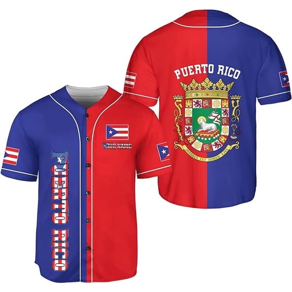 Personalized Puerto Rico Baseball Shirt - Custom Team Name, Puerto Rican Baseball Jersey for Men (S)