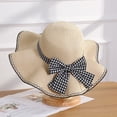 thumbnail image 6 of SikaFu Waves Along The Straw Hat Grid Bow Woven The Sun Hat Version Of The Simple Sun Hat Female Beach Hat, 6 of 9