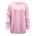 thumbnail image 3 of DuoJiaJ Women's Lightweight Soft Petite Crewneck Lightweight Solid Plain Sweaters Fall Winter Pullover Tops Sweater Women Pink L, 3 of 3