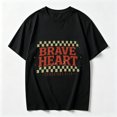 thumbnail image 2 of Womens Graphic Tees Short Sleeve T Shirts | Cotton Loose Casual Tops for Teen Girls, Vintage Brave Heart Checkered Letter Graphic T-shirts, 2 of 5