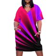 thumbnail image 1 of Vestido de graduación de rayos de luz de neón para mujer vestido de bolsillo suelto rosa morado Rojo, 1 of 6