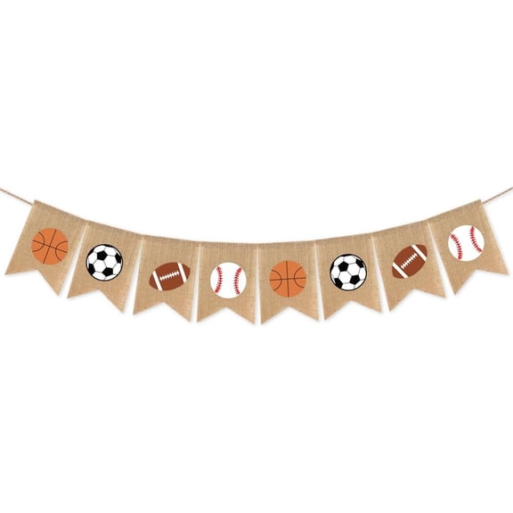 Burlap Basketball Football Baseball Soccer Banner Sports Theme Party Supplies Birthday Baby Shower Party Mantel Decoration