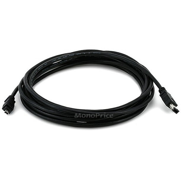 Monoprice IEEE1394 FireWire i.LINK DV Cable 6P4P M/M, 15ft, Black