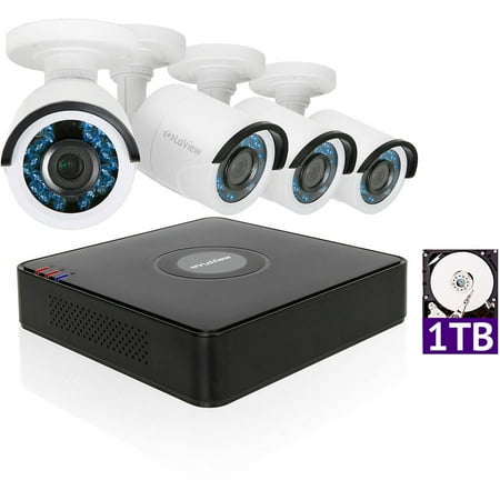 LaView 1080P HD 4 Cameras 4CH Security System DVR with 1TB HDD 2MP Bullet Cam Surveillance Kit
