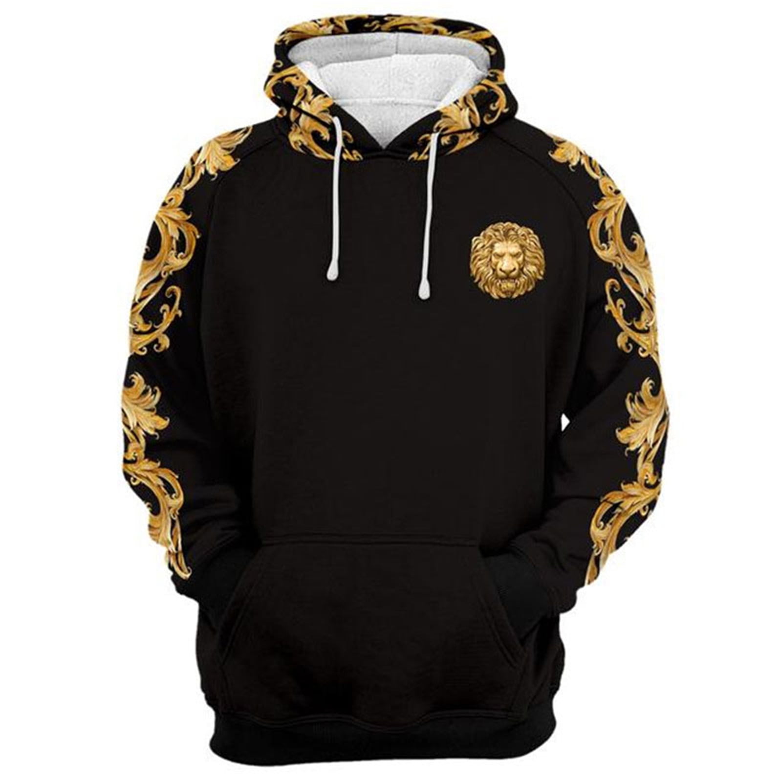 Bourgeois Hoodie 3D Lions Pattern Long 