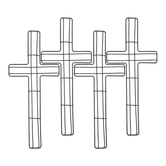 LEORX 4Pcs Metal Flower Wreath Frame Cross Shape Iron Decoration