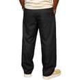 thumbnail image 3 of OIOLOYJM Men's Straight Leg Pants Casual Elastic Waist Drawstring Loose Jogger Pant Trendy Athletic Workout Lounge Trousers with Pockets Black XL, 3 of 4