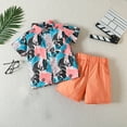 thumbnail image 2 of Fesfesfes Toddler Boys Hawaiian Outfit Kids Baby Boy Printed Tops and Shorts Casual Beach Wear Short-sleeved Dressy Tops and Shorts Clothes Set, 2 of 9