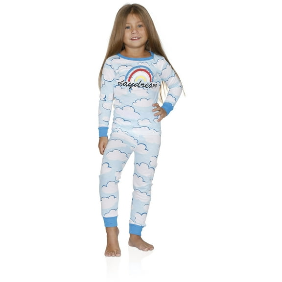 Cozy Couture Girls Pajama 2 Piece Fun Top and Pants Sleepwear, Daydream, Size: 5