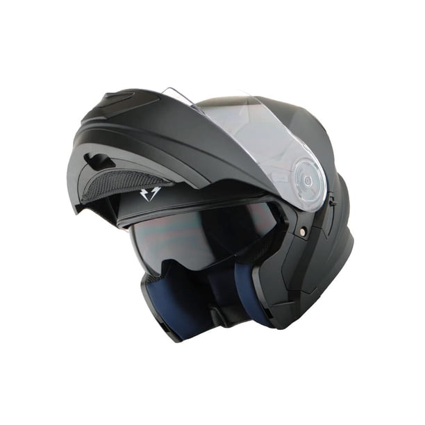 1Storm Nuevo casco modular de cara completa para motocicleta, protector solar con doble visera: negro mate