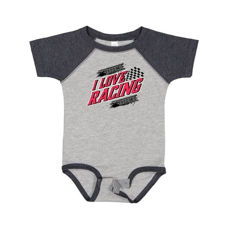 

Inktastic I Love Racing with Tire Marks Gift Baby Boy or Baby Girl Bodysuit