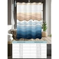 thumbnail image 6 of No Hook Cloth Fabric Shower Curtain with Snap in Liner, Navy Blue Ombre Stripe Waterproof Shower Curtains Set with See Through Top Window, Abstract Summer Beach Coastal Bath Curtains Shower 72"x84", 6 of 6