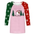 thumbnail image 5 of asdoklhq Women's Sweaters Women's 3/4 Sleeve Crew Neck Pullover Christmas Print Top Pink L, 5 of 5