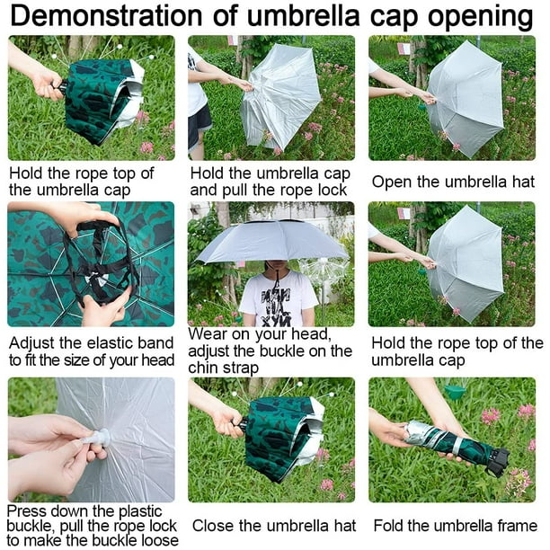 New-Vi Fishing Umbrella Hat Folding Sun Rain Cap Adjustable Multifunction Outdoor Headwear
