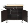 thumbnail image 4 of Giantex Rolling Kitchen Island Cart on Wheels, Kitchen Utility Trolley & Bar Serving Cart w/Rubber Wood Top, Handle Rack & Storage Cabinet and Drawers for Home Dining Room, Dark Brown, 4 of 8