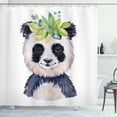 thumbnail image 1 of Panda Shower Curtain, Watercolor Style Illustration of a Funny Animal, Fabric Bathroom Set with Hooks, 69W X 84L Inches Extra Long, Dark Blue Grey Pale Grey Pale Mauve Lime Green, by Ambesonne, 1 of 2