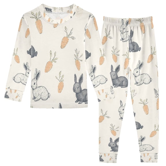 FORMRS Long Sleeve Top and Pants Pajama Set for Niños 2-Piece Sleepwear, Sizes 18M-8Y, Adorable Bunnies