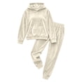 thumbnail image 5 of Atkumj Sweat Outfits for Women 2 Pieces Warm Velvet Hoodie and Elastic Waist Sweatpants Jogging Suits Casual Solid Color Womens Track Suit for Outdoor Activity XL, 5 of 9