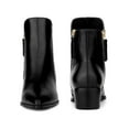 thumbnail image 2 of BLISSFUL STEP Women's Ankle Boots Pointy Toe Block Heel Double Zips Faux Leather Booties  Black 5.5, 2 of 7