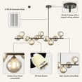 thumbnail image 5 of Lzawvm Linear Chandelier 10-Light Dining Room Light Fixture with Smokey Grey Globe Kitchen Island Lighting Over Table for Living Room Sputnik Black, 5 of 14