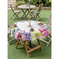 thumbnail image 3 of Outdoor Tablecloth with Umbrella Hole and Zipper, Easter Flowers Round Table Cloth 54 Inch Waterproof Tablecloth, Eggs Spring Colorful Tulips Daisy Berries Picnic Table Cover for Patio Camping, 3 of 7