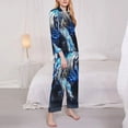thumbnail image 3 of Goofa Futuristic Blue Light White Tiger Printed Women’s 2 Piece Pajama Set Super,Pajamas Women's Long Sleeve Sleepwear Soft Button Down Loungewear Pjs Lounge Set Nightwear-Small, 3 of 9