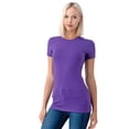 thumbnail image 5 of Simply Fashion Basic Crewneck Short Sleeve T-Shirts - Stretch Cotton Spandex,Purple,Xlarge, 5 of 5