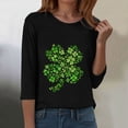 thumbnail image 6 of felwors St Patricks Day Shirt Women 2025 Casual Plus Size 3/4 Sleeve Irish Clover Shirts Funny Saint Patrick's Tunic Tops (Black, S), 6 of 8