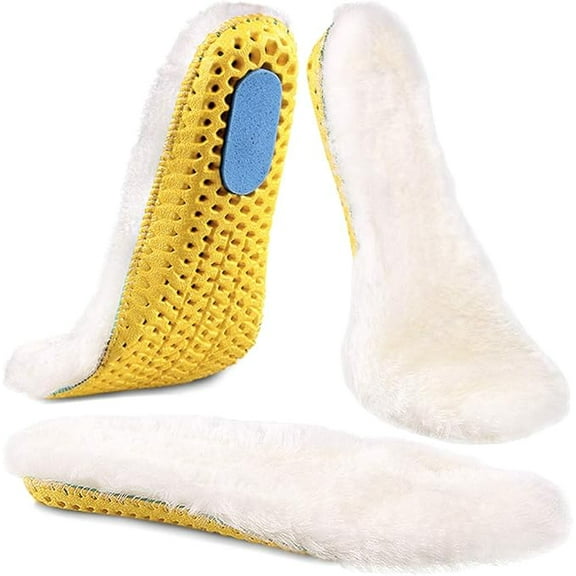 Sheepskin Sport Wool Insoles for 8 US Women, Premium Thick Fur Fleece Replacement Warm Inserts for Shoes Boots Slippers Sneakers