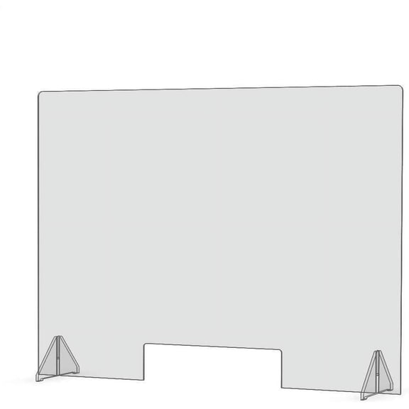 Sneeze Guard - 32"w x 24"h Protective Freestanding Shield Guards Against Sneezing and Coughing/ 1/8" Thk (11.75"w X 2.5"h Cutout) (32x24 (10-Pack))