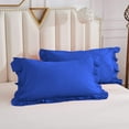 thumbnail image 3 of Half Ruffle Duvet Cover Set 5 Piece, 100% Egyptian Cotton, with Hidden Zipper Closure, 400 Thread Count, Half Ruffle Design, Extra Soft and Luxury - Royal Blue Solid, Super King Plus Size., 3 of 4