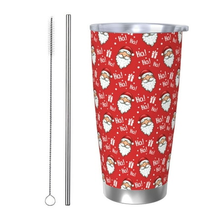 

Gaeub Merry Christmas Santa Claus A Print 20-Ounce Stainless Steel Car Cup Tumblers Cups with Lids and Straw Coffee Cups for Adults Kids Home Car Office School Travel Party-Straw Two-piece Set