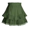 thumbnail image 3 of TaTaai Ladies Elastic Waist Layered Skort Solid Color Pleated Ruffle Shorts Casual Summer Skirt Pants Tiered Style Gift, 3 of 8