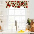 thumbnail image 4 of Tie Up Valances for Windows, Beige Red Strawberry Adjustable Valance Curtains Window Treatment for Living Room, Spring Floral Watercolor Summer Botanical Rod Pocket Kitchen Curtains 54x18 Inch, 4 of 9