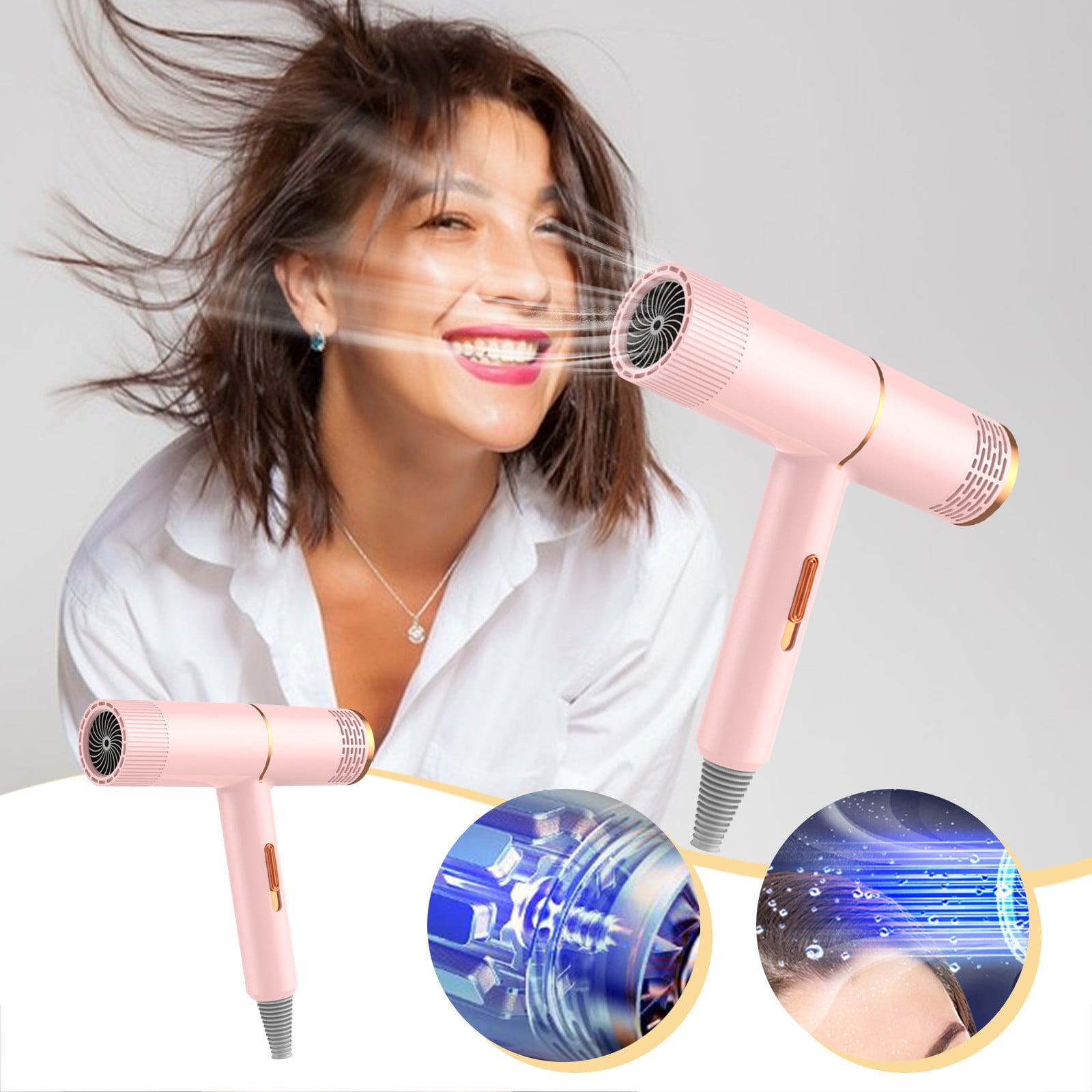Guoxxzi Generic Electric Hair Dryer, 3 in 4 Multi-Color High-Power Electric Hair Dryer with Comb, Low Noise Dryers Curly Care Hairdryer for Women Men