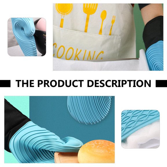 HONMEET 1Set Kitchen Silicone Oven Gloves Heat Resistant Mitts with Hanging Loop and Comfortable Insulation