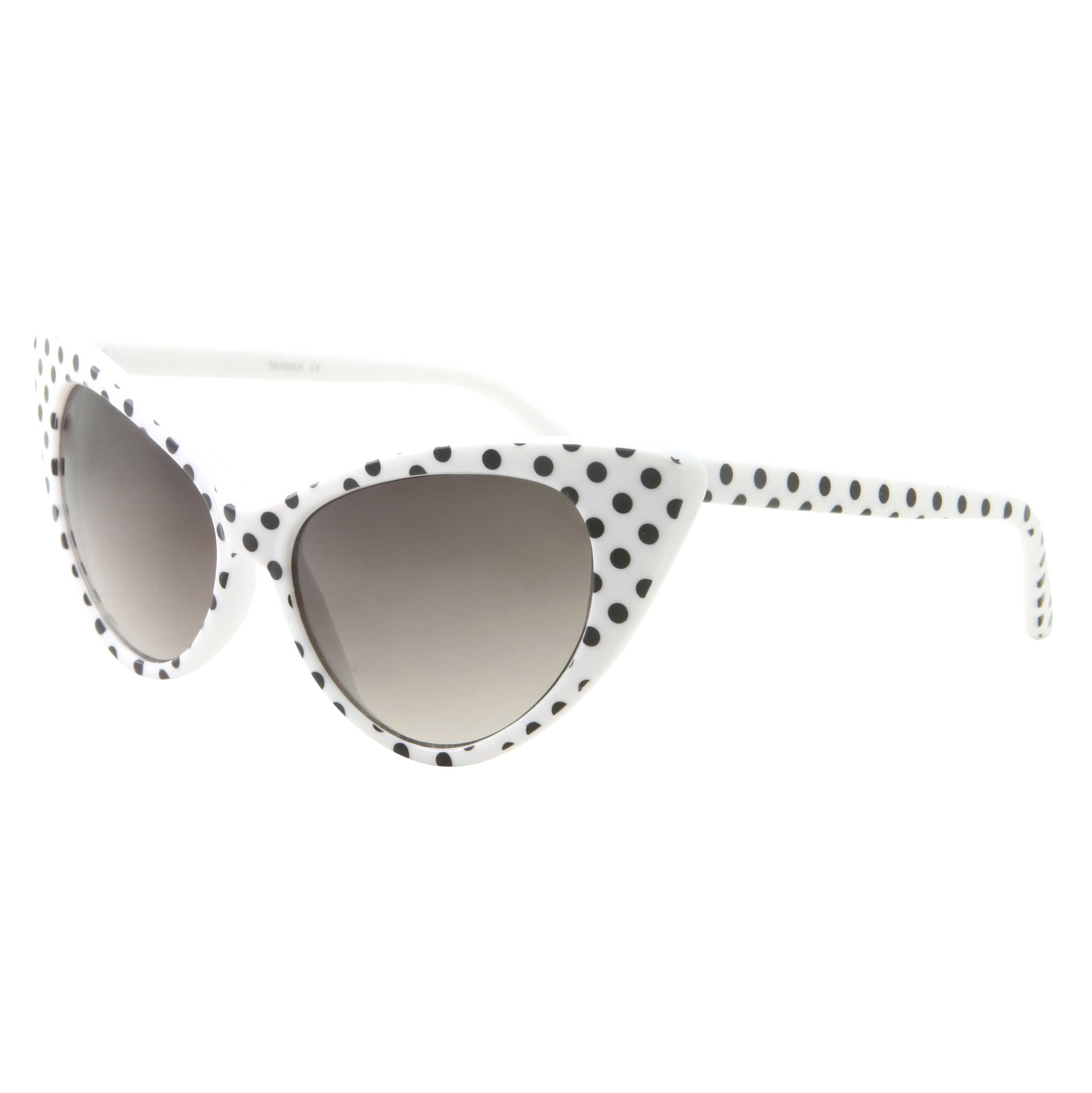 Polka Dot Sunglasses for Women Classic Vintage High Pointed Cat Eye Retro Design