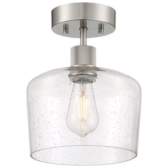 63147LEDDLP-BS/SDG Access Lighting Port Nine - 9W 1 LED Semi-Flush Mount In Transitional Style-11.75 Inches Tall and 9 Inches Wide-Brushed Steel