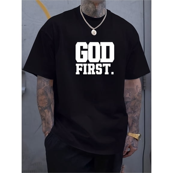 Men's Novelty T-Shirt Letter Printed Casual Graphic Crewneck Short Sleeve Oversized Tee Top Black A S