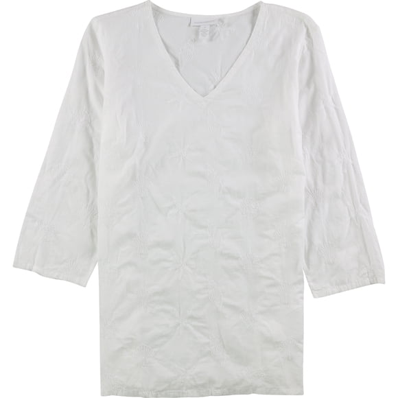 Charter Club - Blusa para mujer con diseño de conchas marinas, color blanco, XS