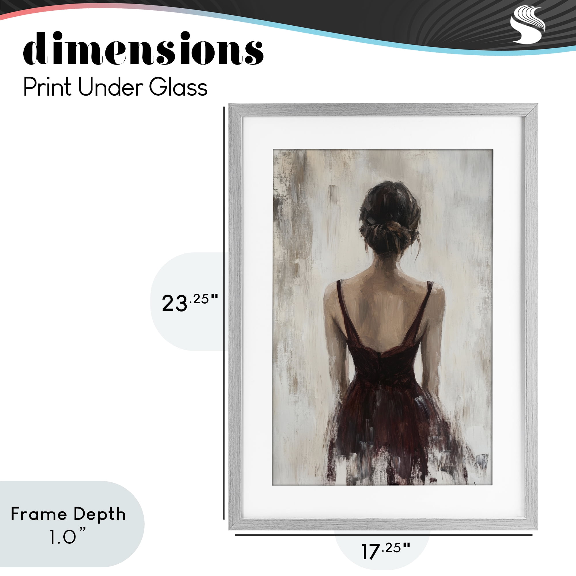 Stupell Industries Portrait of Woman in Burgundy Gray Framed Print Under Glass, design by Petal Prints Design